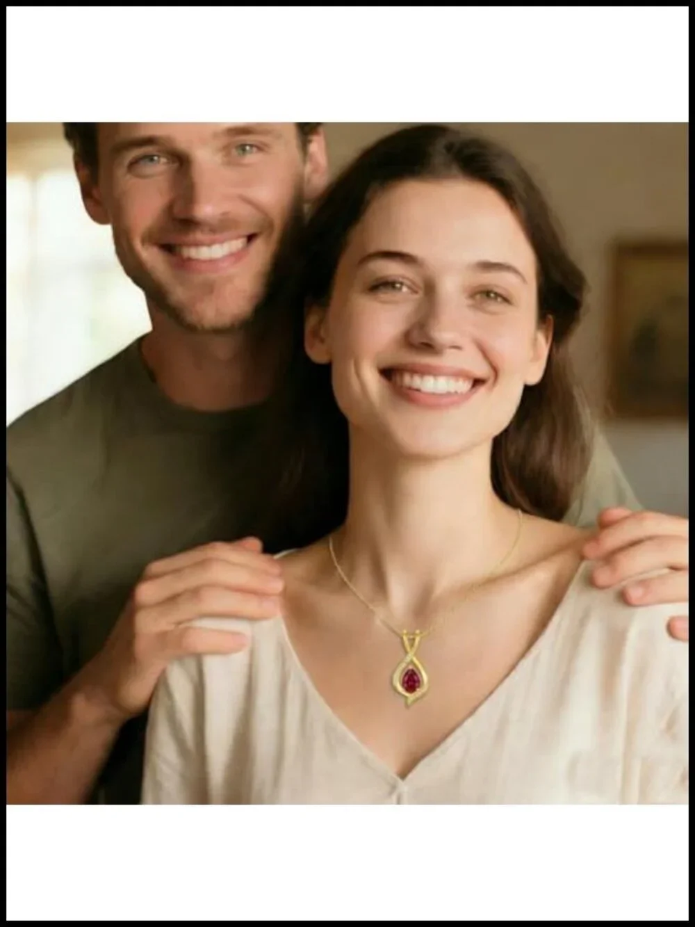 14K Gold Infinity Pendant Necklace with Ruby Birthstone Diamond Accents